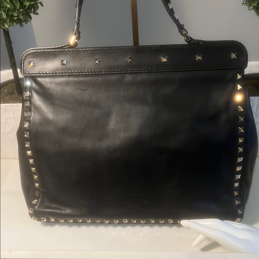 Valentino Garavani Black Studded Satchel - Picture 5 of 11